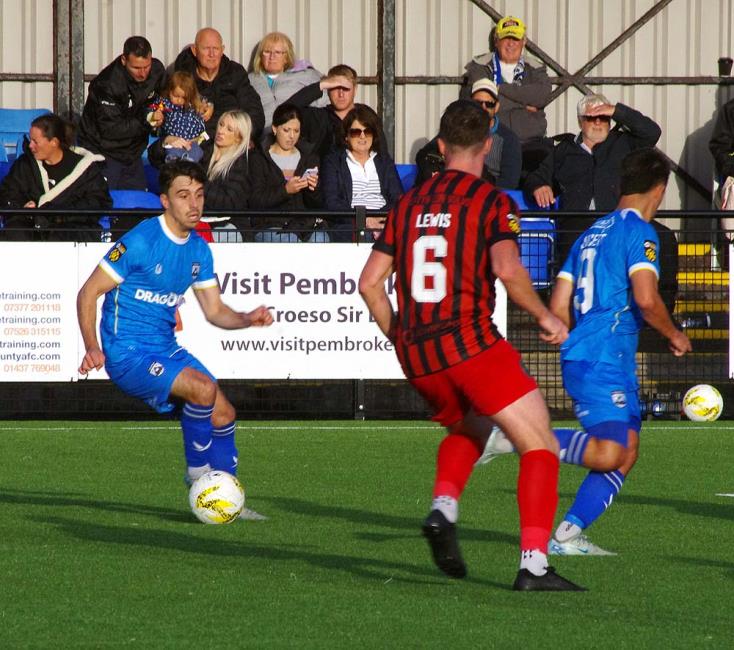 Dan Hawkins shows a neat touch for Haverfordwest County. Picture Gordon Thomas